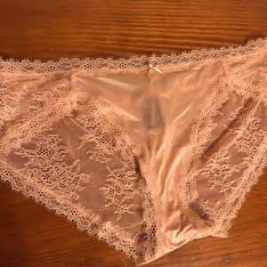 Peach colored silk and lace panties. NWT